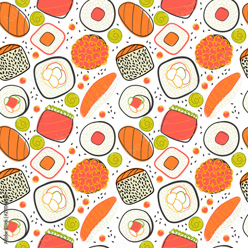 Sushi illustration repeating pattern