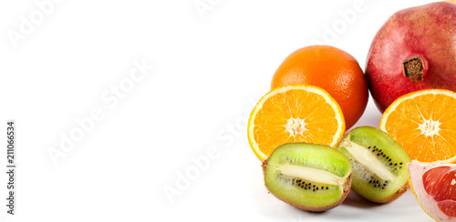 Fresh fruits isolated on white