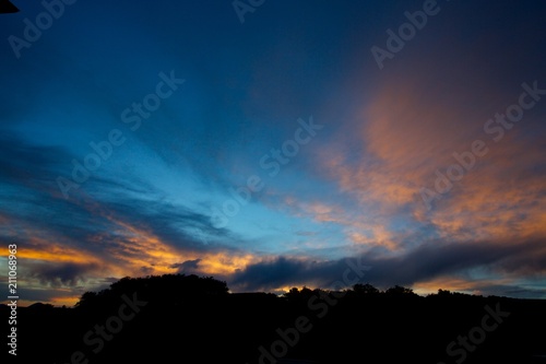 Gold and Blue sunset near Mesa Verde, Colorado, USA