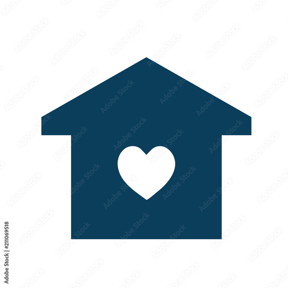 Blue home with heart icon Blue home with heart icon