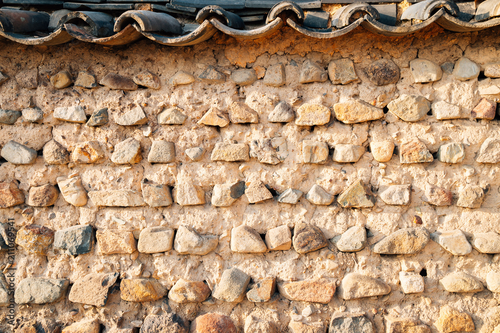 Korean traditional stone wall background