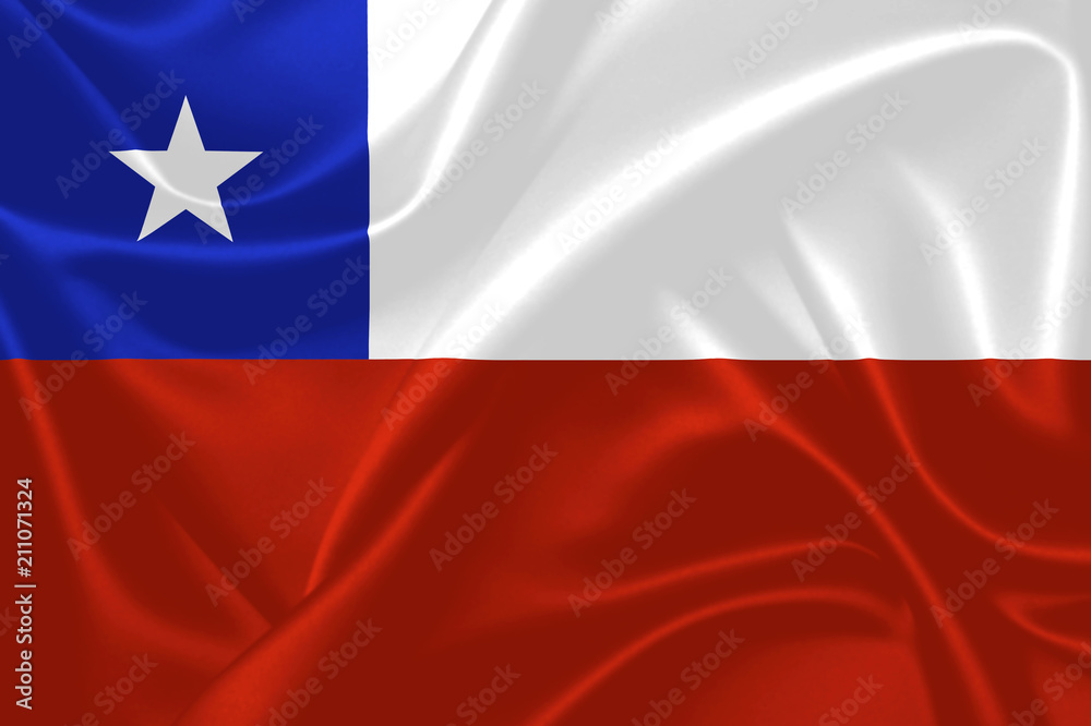Illustration of Chile waving fabric flag. 