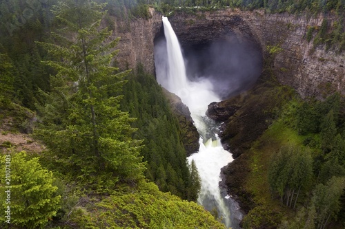 Scenic Landscape View of Helmcken Falls on Murtle River in Gray Wells Provincial Park British Columbia Canada