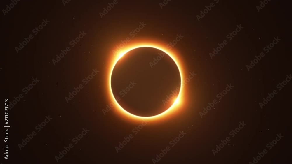 Rotating Twin Flared Solar Eclipse with Light Rays over Starry Sky Loop