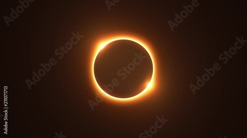 Rotating Twin Flared Solar Eclipse with Light Rays over Starry Sky Loop photo