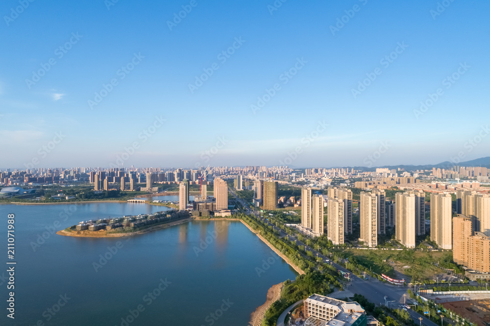 jiujiang cityscape on lakeside
