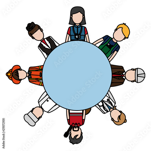 color professional people carrer job emblem