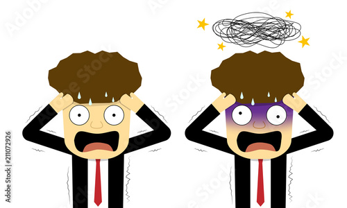 Panic and confused businessman in flat, vector art