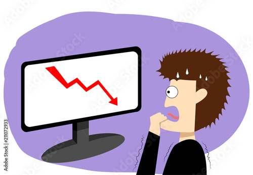 Panic businessman in stock market, vector art