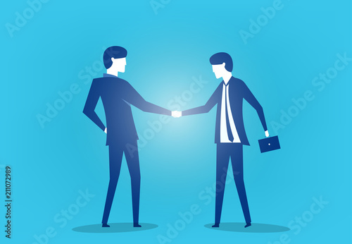 Two Business man shaking hands, vector art