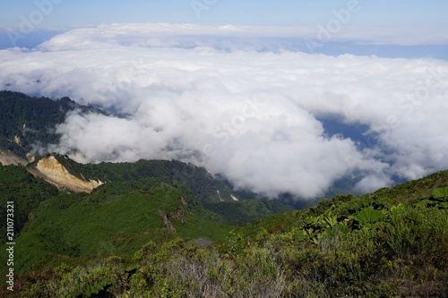 White clouds over the valley below Irazu Volcano, Cartago Province, Costa Rica
