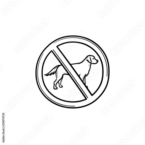 No dog allowed sign hand drawn outline doodle icon