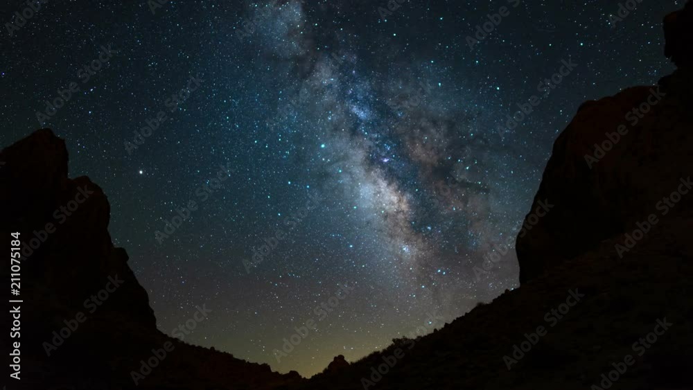 Milky Way to Sunrise Rocky Cliff in Trona Pinnacles Mojave Desert California Milky Way to Sunrise Rocky Cliff in Trona Pinnacles Mojave Desert California