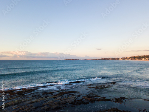 View of Narrabeen beach with clear sky in the morning  Sydney.