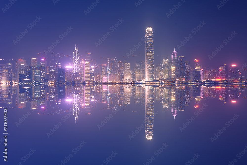 Hong Kong city skyline with density building.