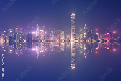 Hong Kong city skyline with density building.