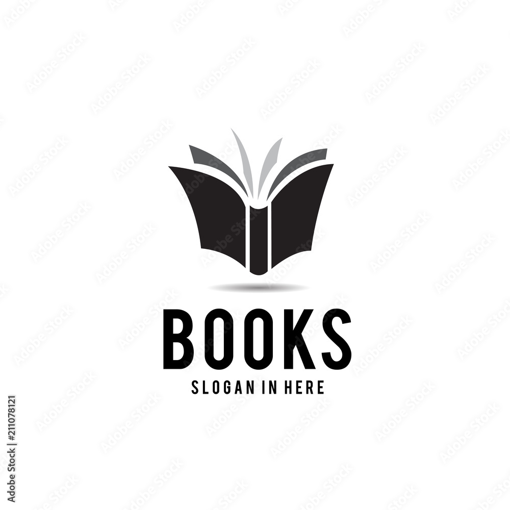black white classic book open logo black white classic book open logo