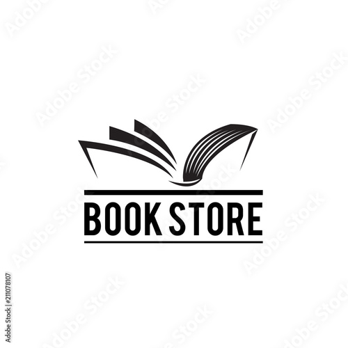 Classic book open logo, book store photo