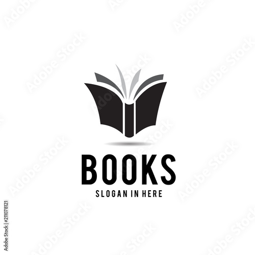 black white classic book open logo
