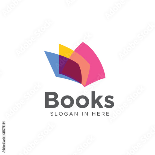 colorful Modern overlap paper book logo