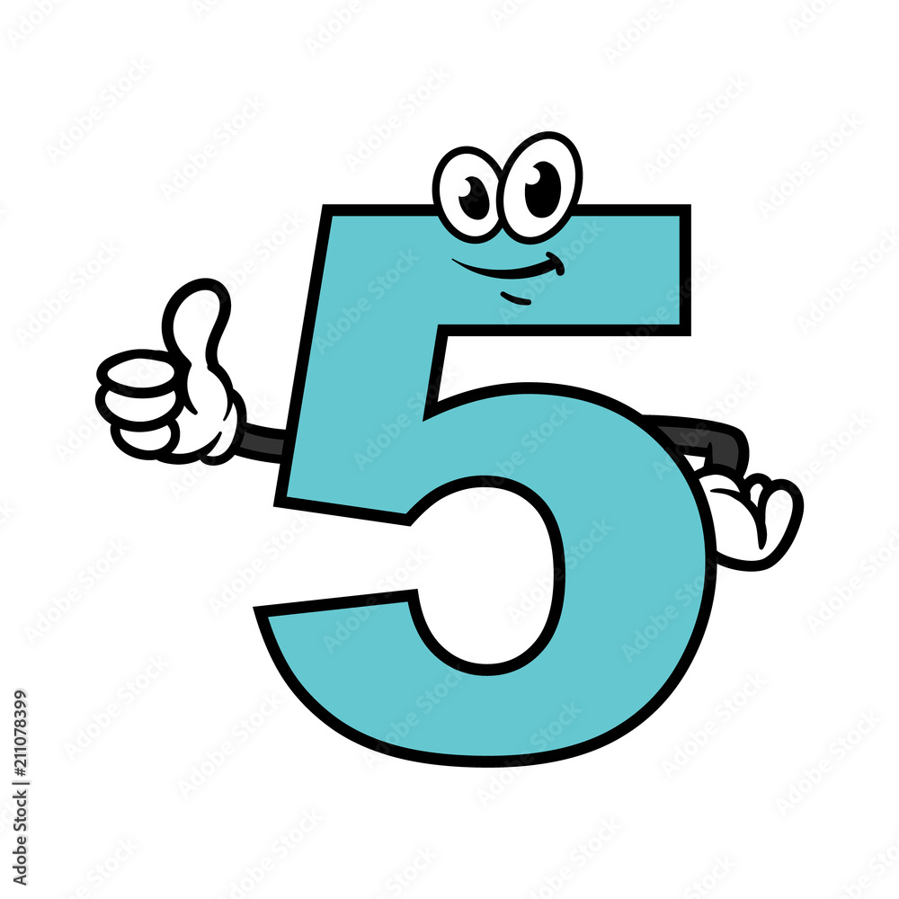 Cartoon Number Five Character Stock Vector | Adobe Stock