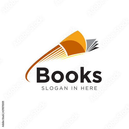 Paper book flying fast orders delivery logo