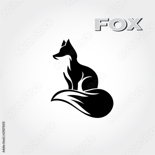 elegant Stand fox logo art with graceful tail