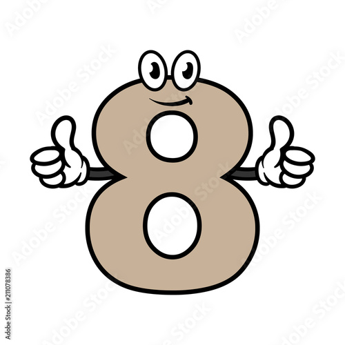 Cartoon Number Eight Character