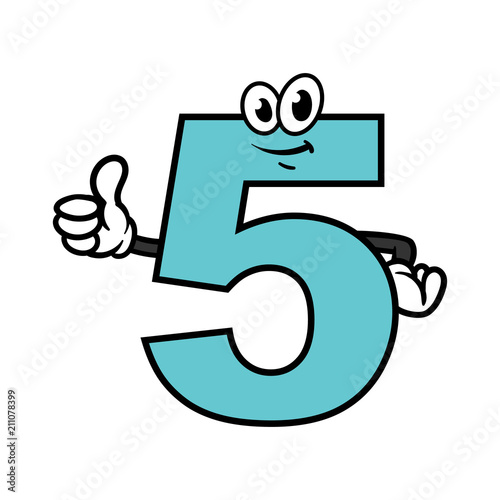 Cartoon Number Five Character
