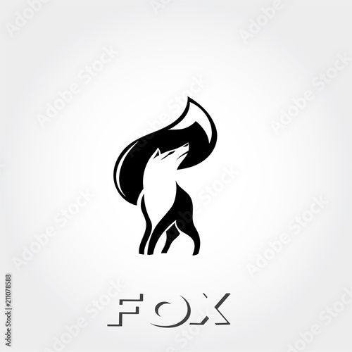 graceful stand fox logo with head fox negative space on tail
