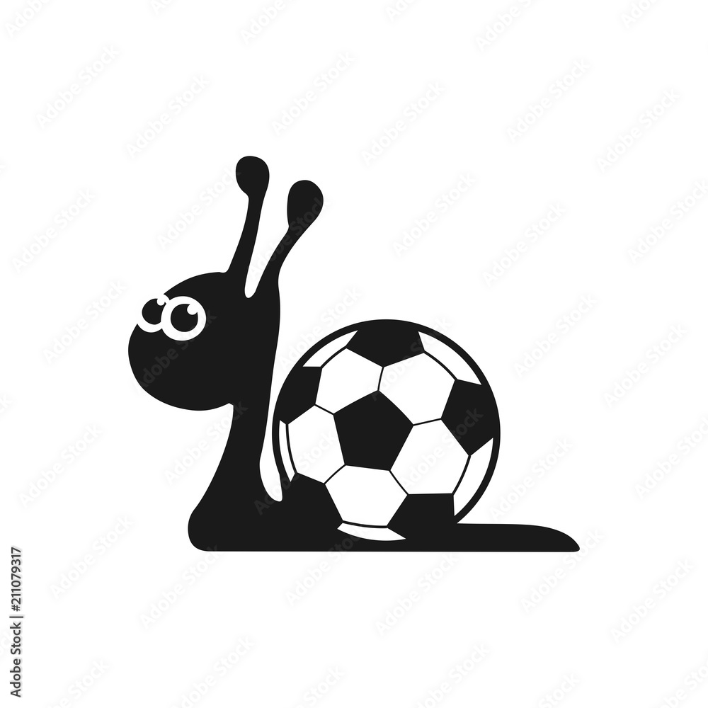 Obraz premium Футболист улитка. Векторная иконка.