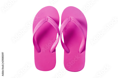 Flip flops bright pink isolated on white background