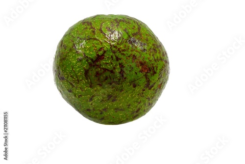 Top view of fresh avocado isolated on white background
