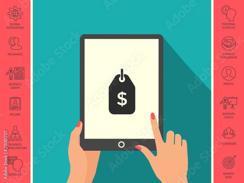 Tag with dollar symbol. Price tag icon for download
