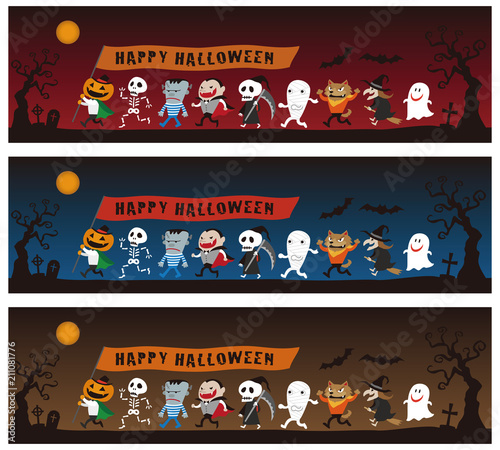 ハロウィンキャラクターのパレードイラスト Stock Vector Adobe Stock ハロウィンキャラクターのパレードイラスト Stock Vector Adobe Stock