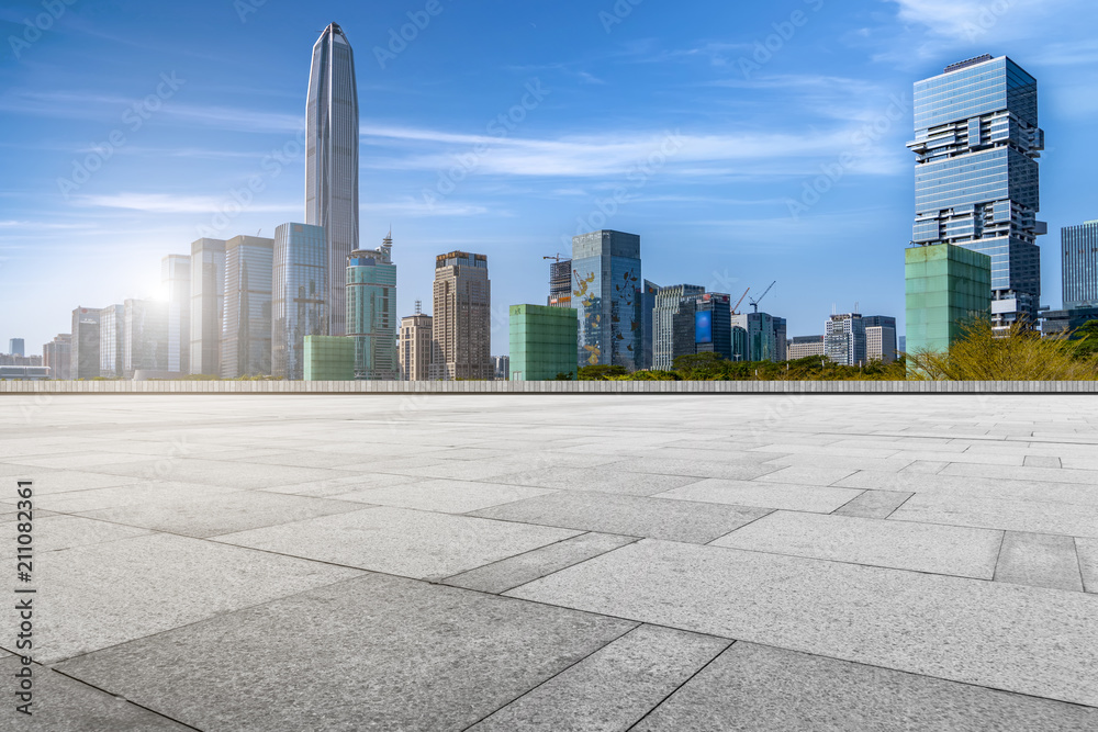 empty road with panoramic cityscape