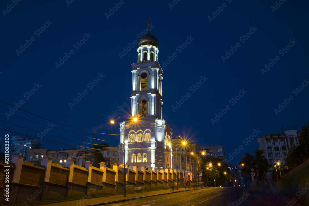 Bell tower with the Church of St. Nicholas at night in Samara Russia. 27 June 2018 Bell tower with the Church of St. Nicholas at night in Samara Russia. 27 June 2018
