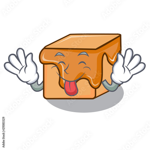 Tongue out caramel candies mascot cartoon