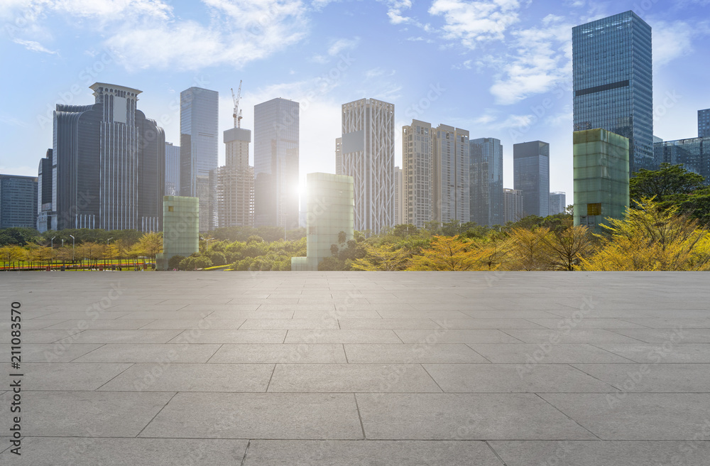 empty road with panoramic cityscape