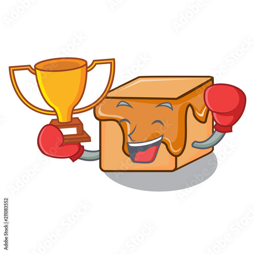 Boxing winner caramel candies mascot cartoon