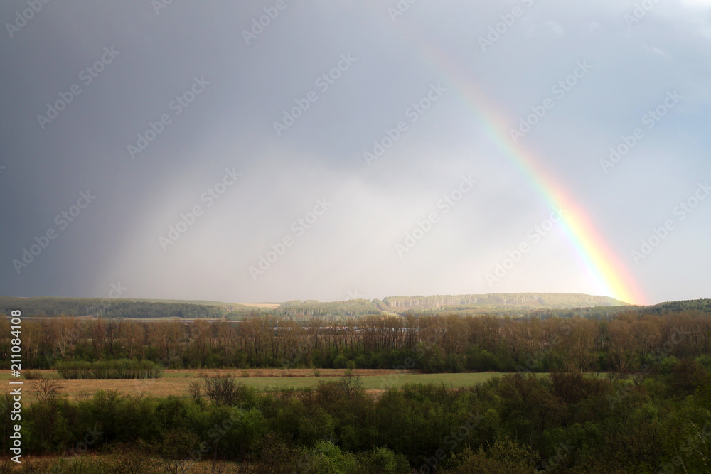panoramic landscape with a rainbow panoramic landscape with a rainbow