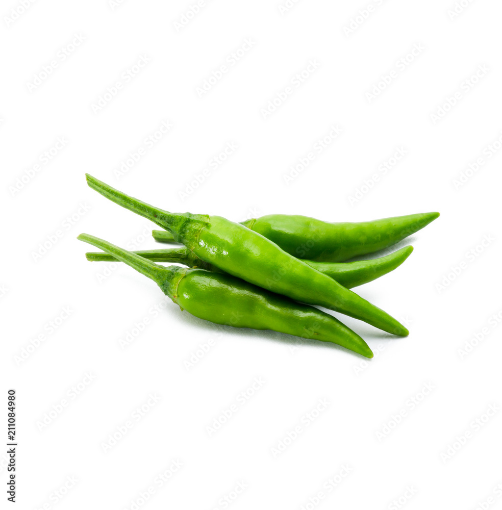 green chili on white background green chili on white background