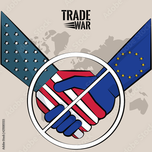 EU and USA trade war concept vector illustration graphic design