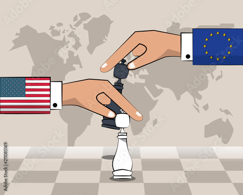 EU and USA trade war concept vector illustration graphic design