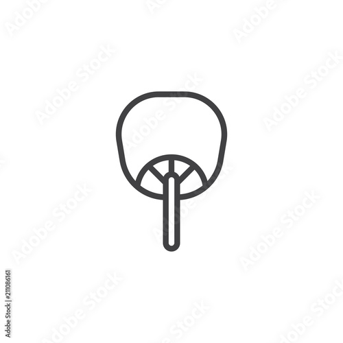 Uchiwa fan outline icon. linear style sign for mobile concept and web design. Traditional Japanese Fan simple line vector icon. Symbol, logo illustration. Pixel perfect vector graphics photo