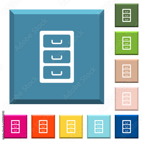 Archive file cabinet white icons on edged square buttons