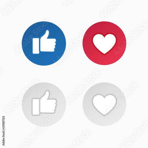 Like and love social media vector icons for print or web use