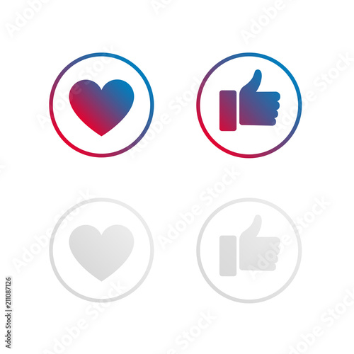 Like and love social media vector icons for print or web use