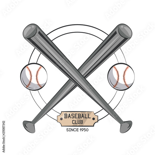 Baseball sport club emblem with bats vector illustration graphic design