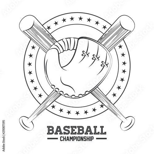 Baseball championship emblem with gray and white vector illustration graphic design